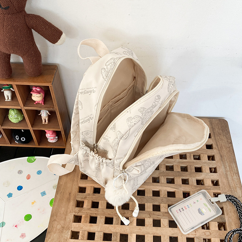 Korean version bear print backpack, large-capacity ins forest-themed cute mini backpack, versatile shopping bag Application Scenario