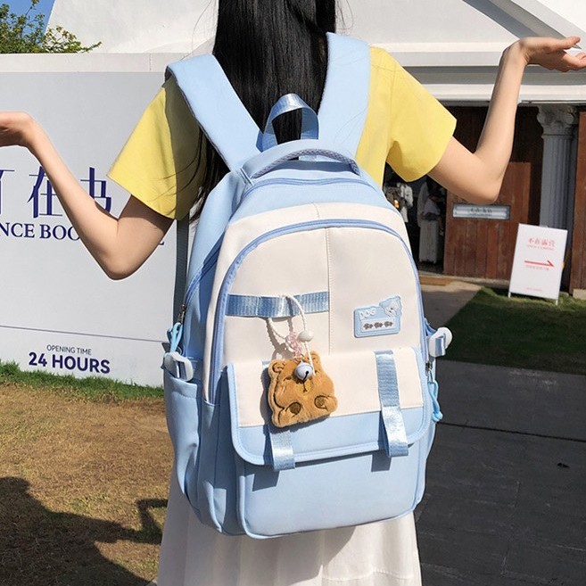 High appearance level college style backpack 2025 New model for junior and senior high school students, fresh, sweet, light, simple and large-capacity backpack full figure