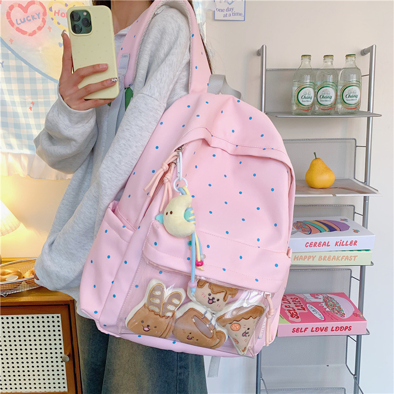 A new high-appearance-level forest-themed cute and fresh printed schoolbag for junior and senior high school girls, a casual, simple and lightweight backpack details Picture