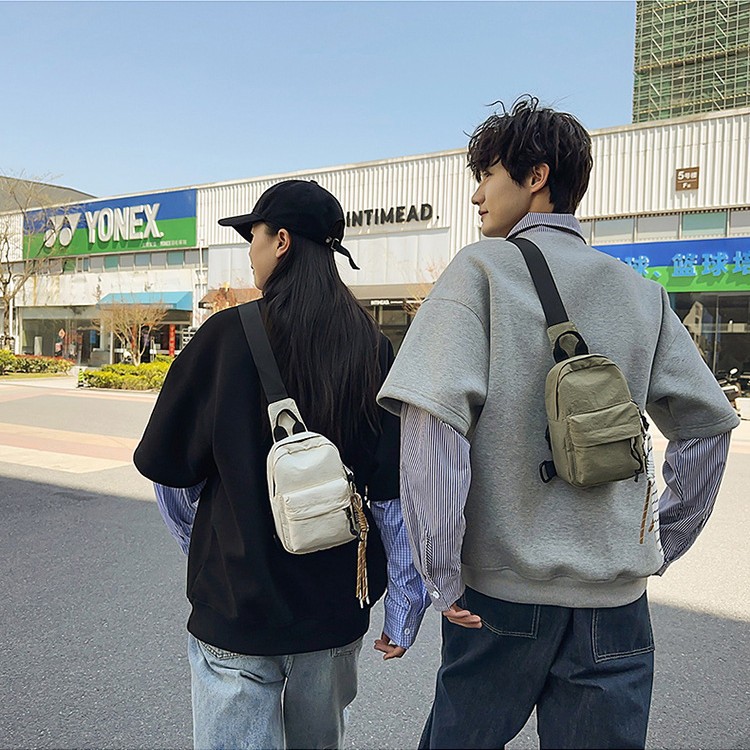 2025 New trendy ins style casual and versatile chest bag, simple solid color crossbody bag, lightweight outdoor sports backpack details Picture
