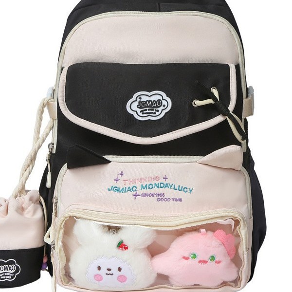 New high-appearance-level college-style color-blocking backpack, casual, simple, lightweight, versatile for commuting, large-capacity backpack Item Picture