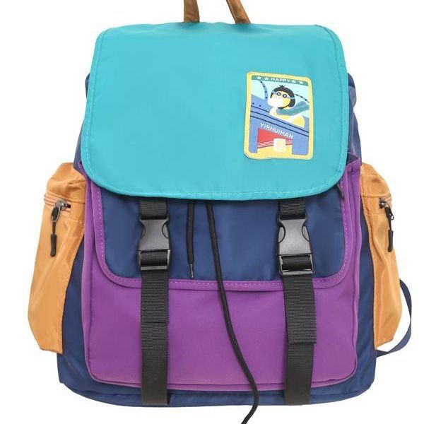 Japanese-style original schoolbag for girls in junior and senior high school, color-blocking flip backpacks, casual, cute and lightweight backpacks for primary school students Item Picture