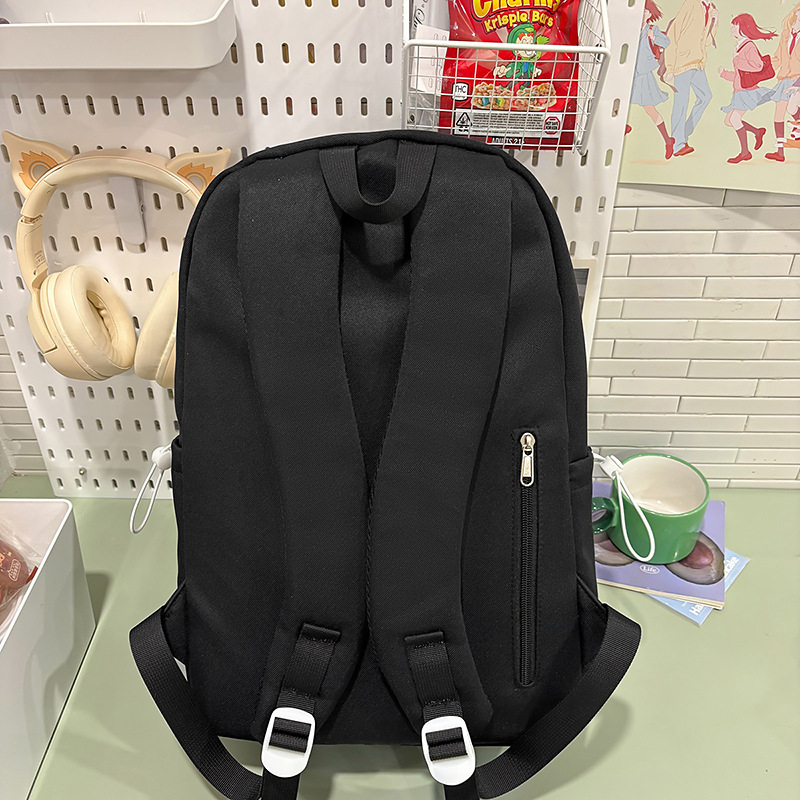 A new Japanese-style Instagram backpack with a high level of appearance, fresh and sweet. It is a large-capacity backpack with color blocking and splicing for junior and senior high school students Specification drawing