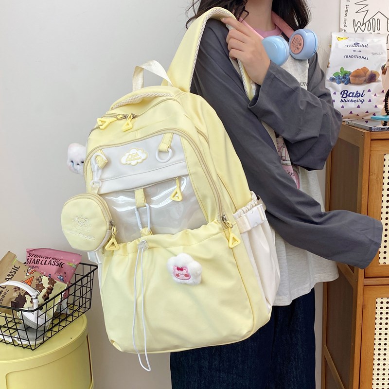A new Korean style trendy backpack for female high school students on Instagram, with a large capacity. It's cute, versatile and lightweight travel backpack details Picture