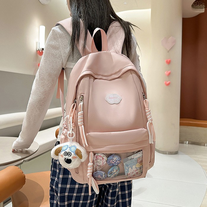 The 2025 new high-appearance-level college style backpack for class, the transparent and painful forest-style sweet backpack details Picture