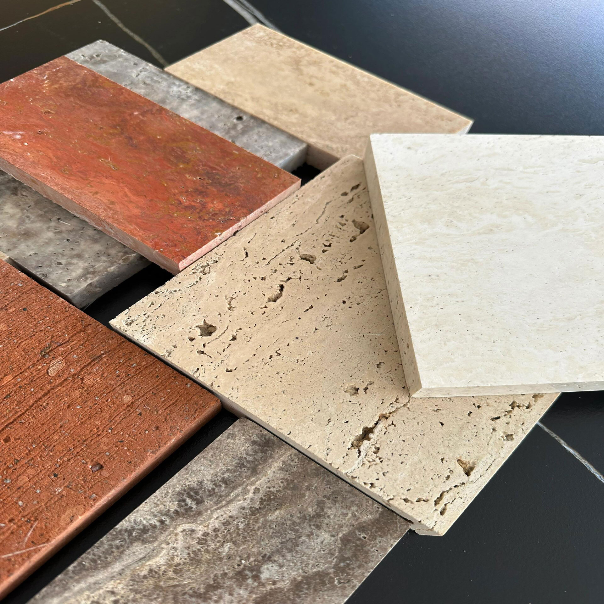 Silver-gray cave super-white travertine wood grain marble small sample, various natural stone travertine samples Specification drawing
