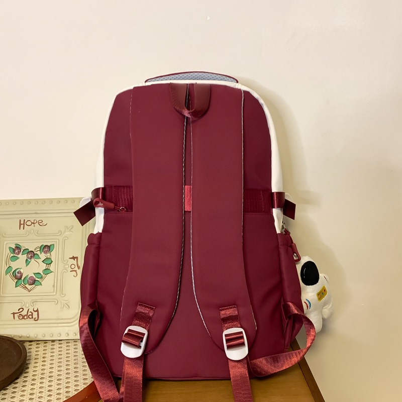 New junior high school student schoolbag in solid color with a college style, large-capacity backpack, high school student backpack for girls Specification drawing