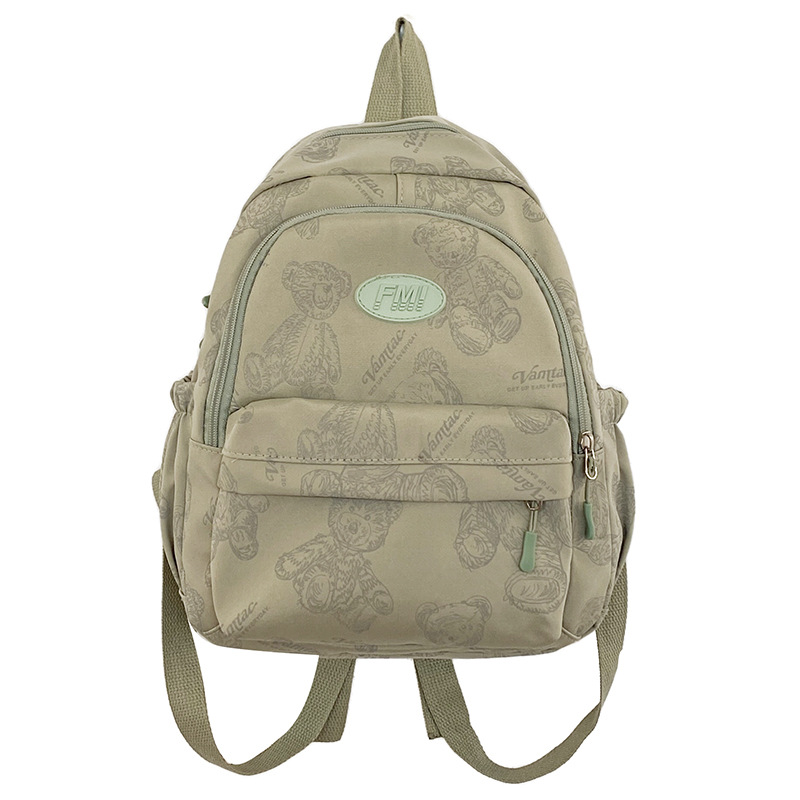 Korean version bear print backpack, large-capacity ins forest-themed cute mini backpack, versatile shopping bag Item Picture