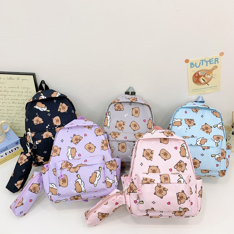 New Japanese-style schoolbag for girls in Instagram style, large-capacity casual middle school backpack, cute printed backpack for primary school students full figure