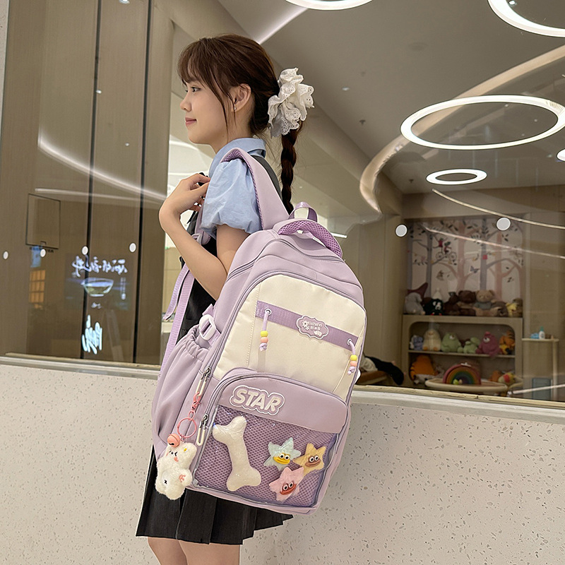 A new Japanese-style Instagram backpack with a high level of appearance, fresh and cute, multi-pocket, student casual and simple, large-capacity backpack details Picture