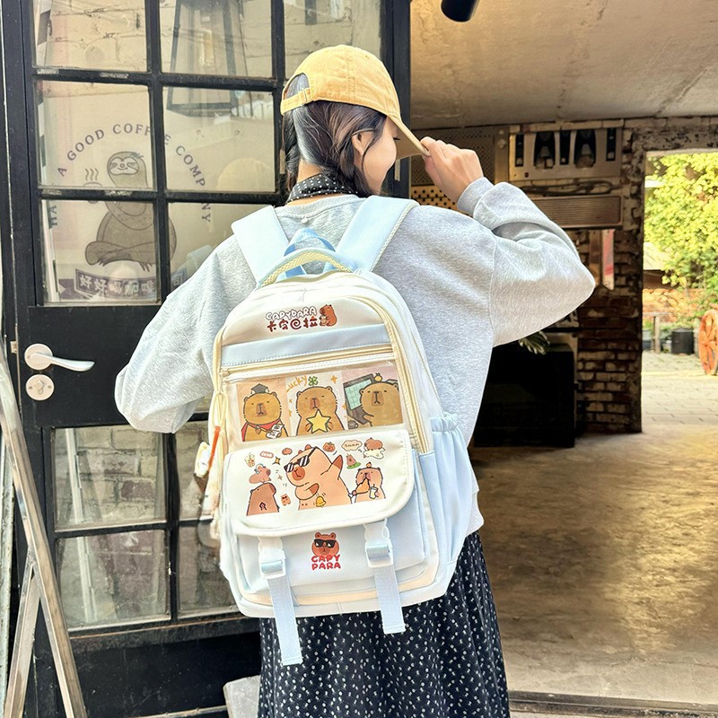 Customized casual schoolbags for female primary school students in grades 5-6 and junior high school students, cute cartoon new popular backpacks and backpacks details Picture