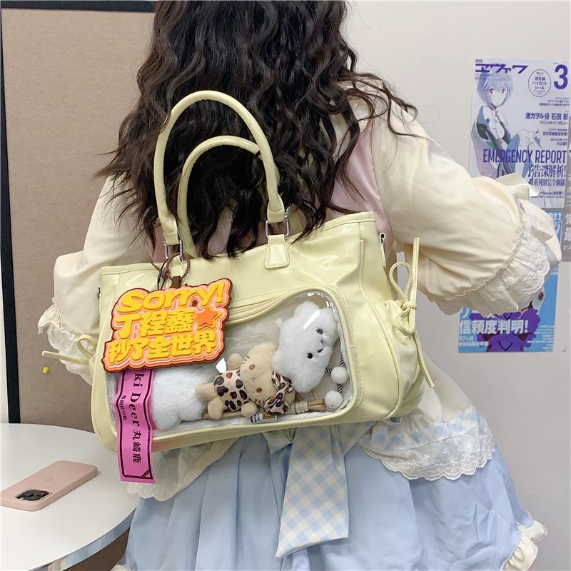Japanese-style Instagram fresh, sweet and cute 2D girl transparent smug pain bag, three-in-one simple and versatile backpack details Picture