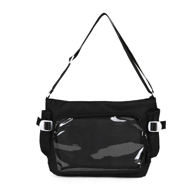 High appearance level, laid-back style, simple, large-capacity postman bag for women, transparent, smug, single-shoulder, popular travel canvas bag Item Picture