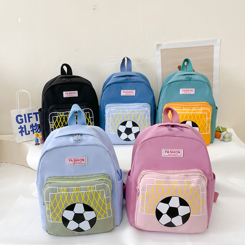 Wholesale of 2024 new kindergarten small schoolbags, football-printed small backpacks, Japanese and Korean version children's lightweight backpacks full figure