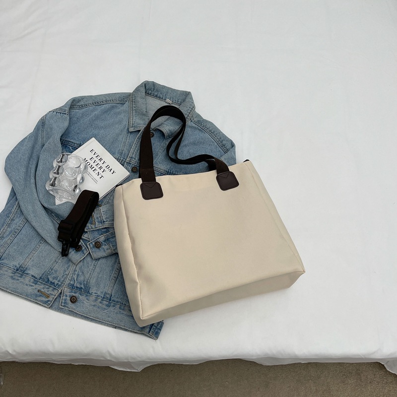 Canvas bag for women, large-capacity 2024 new style, fashionable and versatile single-shoulder bag, simple and elegant, tote bag for class and commuting Specification drawing