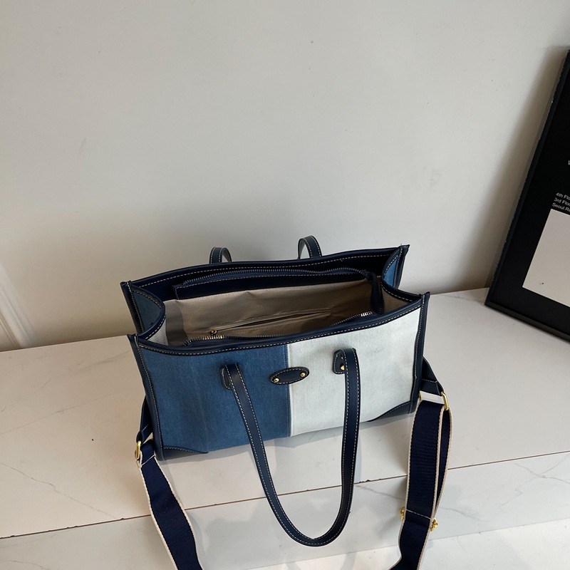 Denim bag for women, large capacity 2025 new spring/Summer versatile casual single-shoulder bag, college student tote bag for class Specification drawing