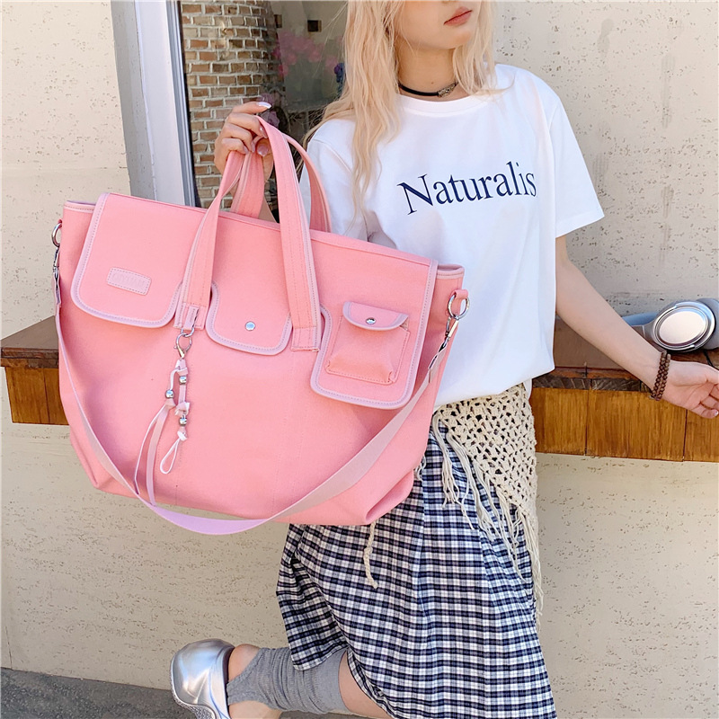 Large-capacity commuter tote bag for women 2025 new style casual and versatile handbag, canvas travel single-shoulder crossbody bag details Picture