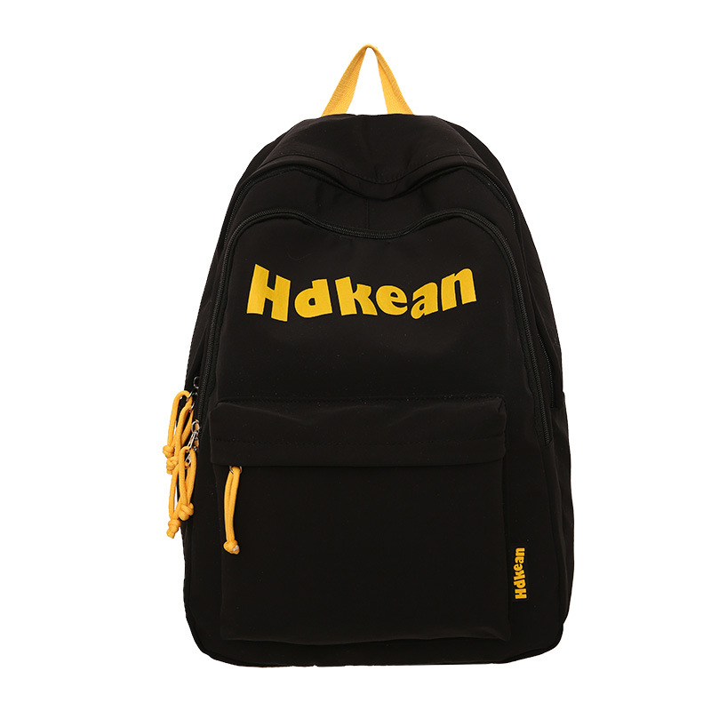 A new Korean-style ins high-appearment-level solid color simple letter backpack for couples, a casual, lightweight and large-capacity backpack Item Picture