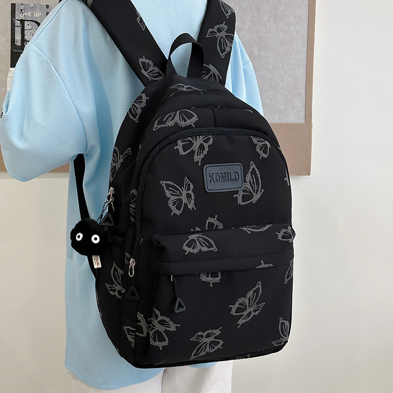 Japanese-style InS-style butterfly print backpacks for girls, junior high school, senior high school and college students, large-capacity computer travel backpacks details Picture
