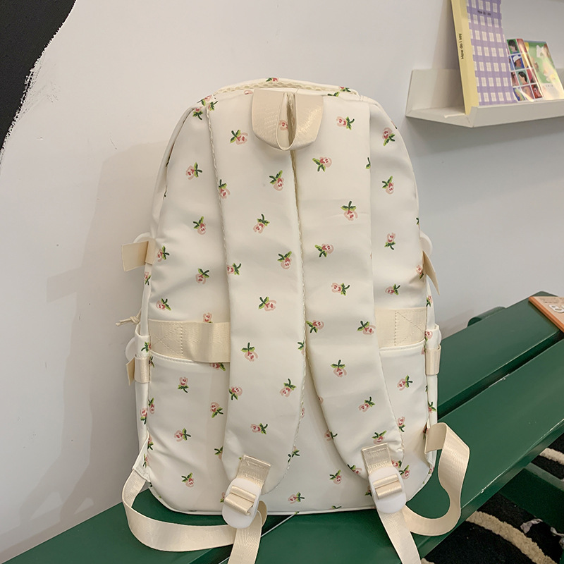 Japanese-style inS-style forest-themed, fresh and delicate floral backpack, college-style girl's schoolbag, college student travel backpack for girls Specification drawing