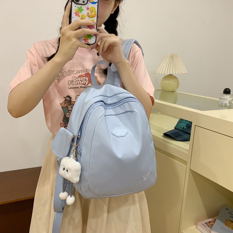 Spring new schoolbag with high appearance level, ins sweet style, mini backpack for girls to go shopping, forest-style fresh backpack details Picture
