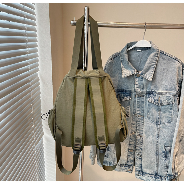 Summer solid-color simple single-shoulder bag, fashionable Korean-style drawstring backpack, versatile casual commuting schoolbag, lightweight backpack Specification drawing