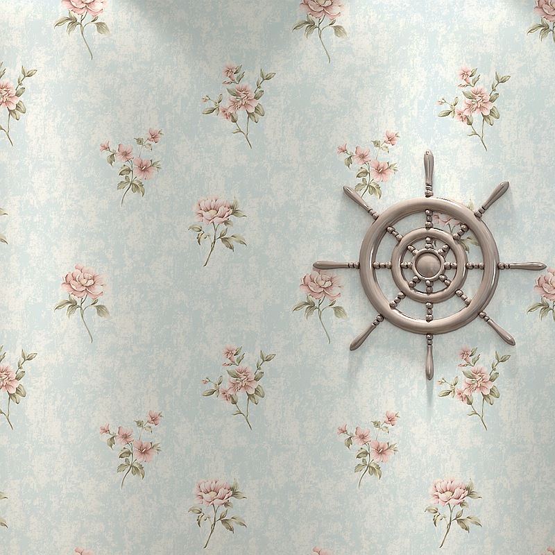 Light purple 3D pastoral small floral wallpaper for bedrooms, living rooms, hotels, beauty salons, warm rose essence pressed wallpaper details Picture