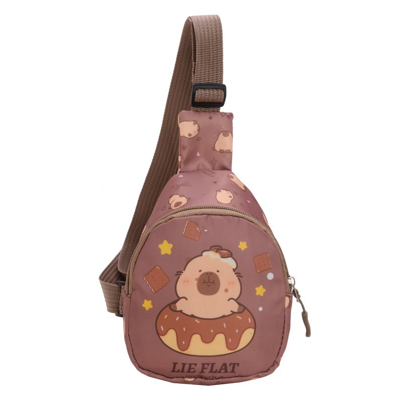 New children's chest bag, cute cartoon coin purse for boys and girls, fashionable capibara crossbody bag, outdoor backpack Item Picture