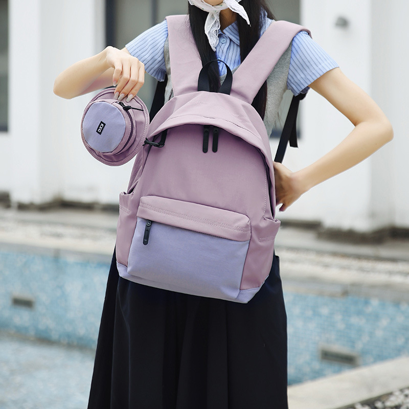 New retro, elegant and casual backpack for women, Spring 2025 color-blocking lightweight travel small backpack details Picture