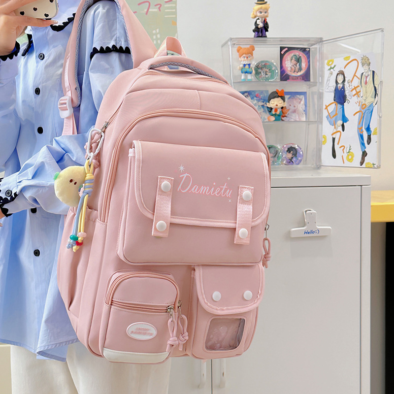 The new summer college style cute large-capacity schoolbag, casual and versatile backpack, simple, light and sweet backpack full figure
