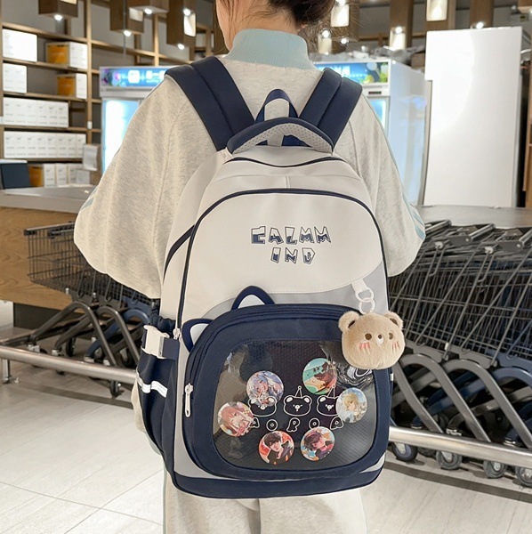 Japanese-style transparent schoolbag for girls, lightweight middle school backpack, Korean-style Instagram cute backpack for third and fifth grade primary school students full figure