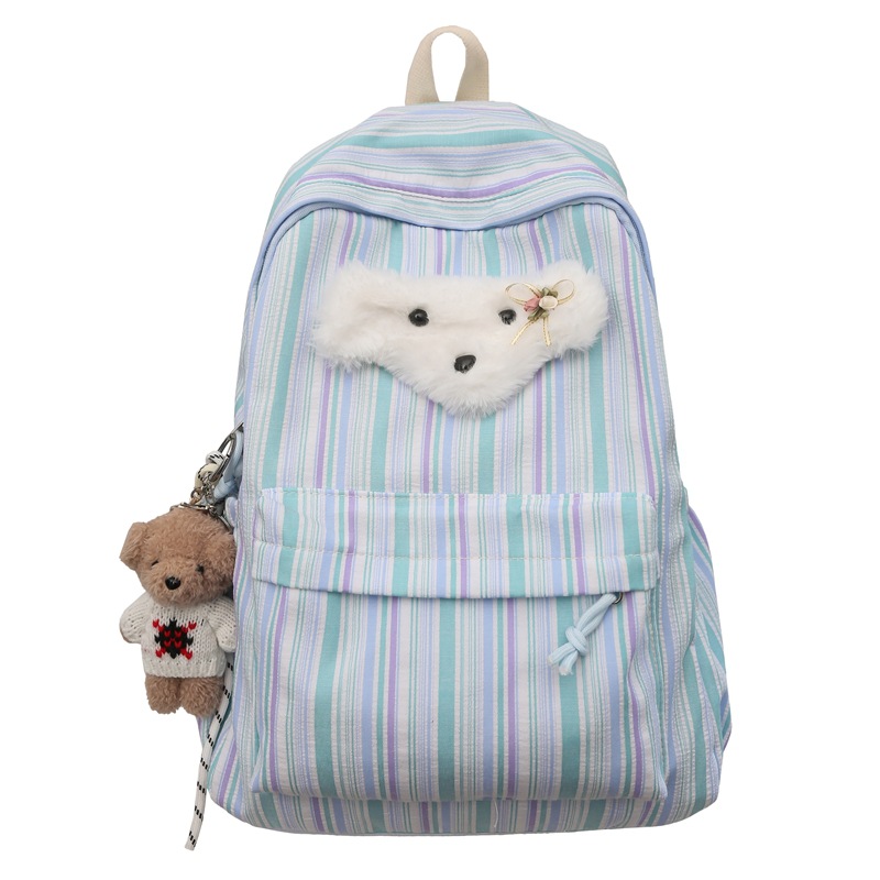 Japanese-style school striped schoolbag for junior and senior high school students, girls' Instagram niche design single-shoulder bag, versatile and casual backpack Item Picture