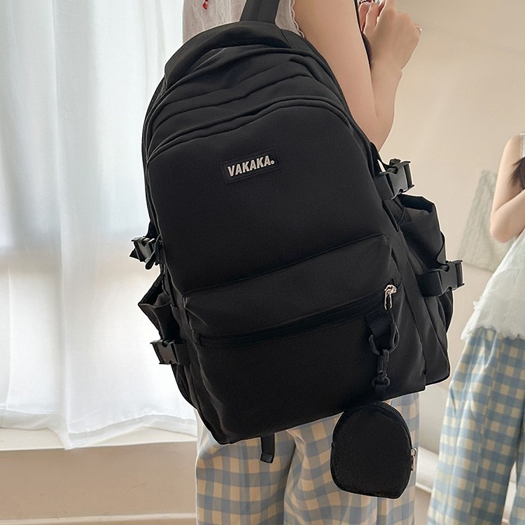 A new high-appeal Korean ins backpack for high school and junior high school students, a casual, simple and versatile large-capacity backpack for commuting full figure