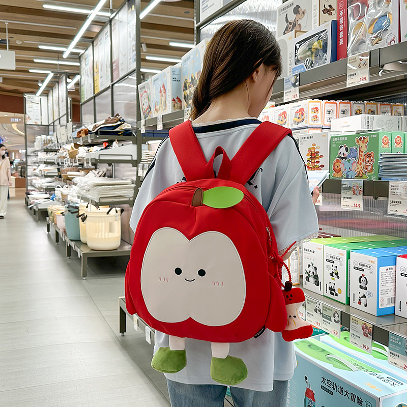 2025 New cute Apple backpack, cartoon large-capacity student schoolbag, travel, leisure and commuting lightweight backpack full figure