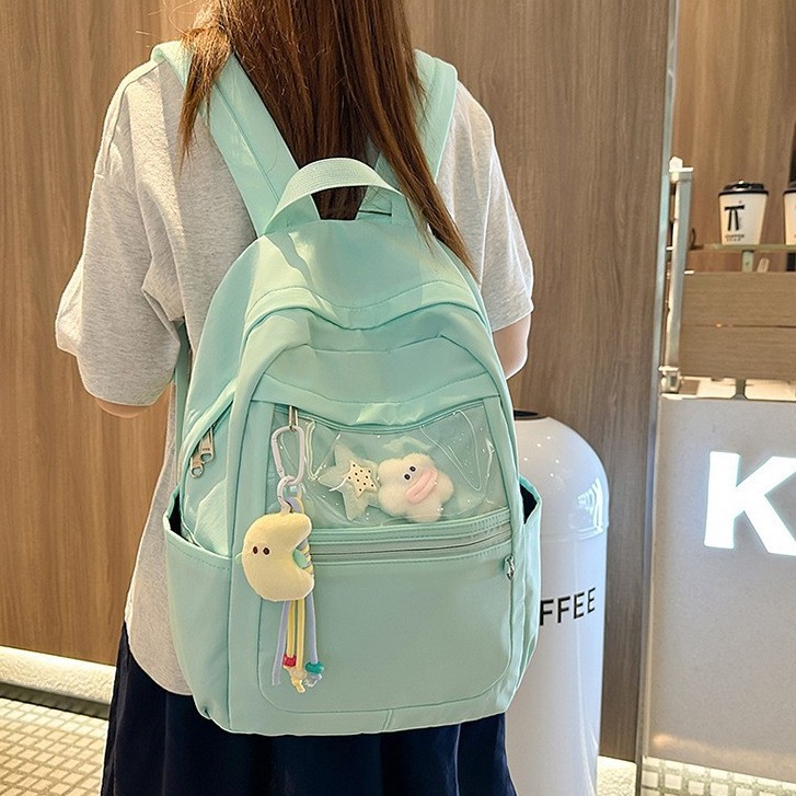 Summer new schoolbag: Korean-style Instagram sweet girl transparent pain bag, high appearance level, backpack for junior and senior high school students full figure