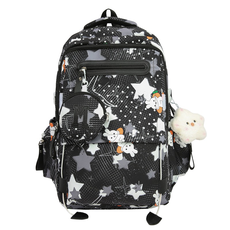 The new high-appearancelevel five-pointed star ins backpack is a casual, simple, fashionable and versatile large-capacity backpack for junior and senior high school students Item Picture