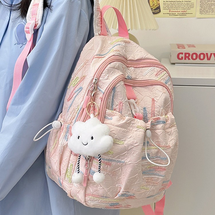 Cross-border trend high appearance level schoolbag for female primary school students, junior and senior high school students, niche design sense, simple and versatile backpack Specification drawing