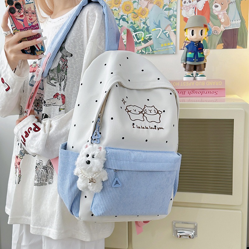 A new Japanese-style backpack with a high level of appearance, sweet, fresh and cute printed patterns, and a large-capacity casual backpack for junior and senior high school students details Picture