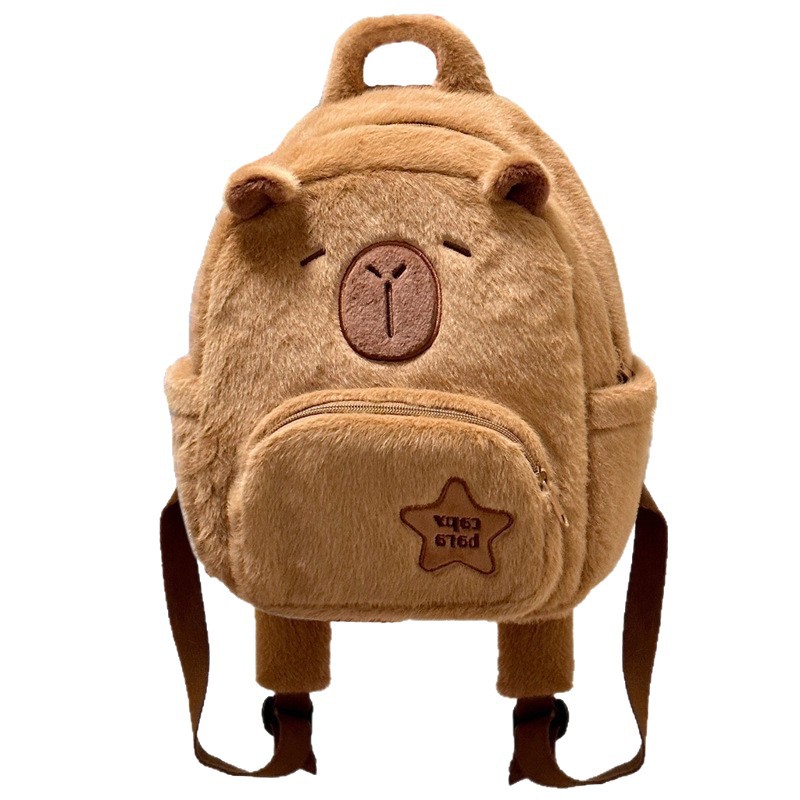 The best-selling plush capybara backpack is cartoonish and cute. The Maillard fur bag is a versatile and casual backpack for women Item Picture