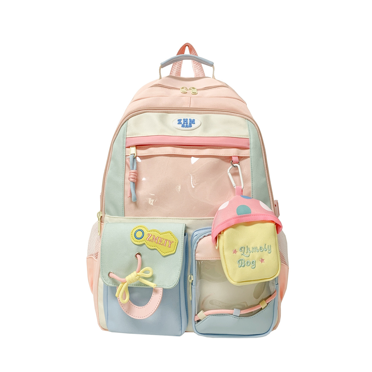 High-appearance-level large-capacity schoolbag for junior high school students, color-blocking backpack for senior high school students, cute new backpack for teenage girls, pain bag Item Picture