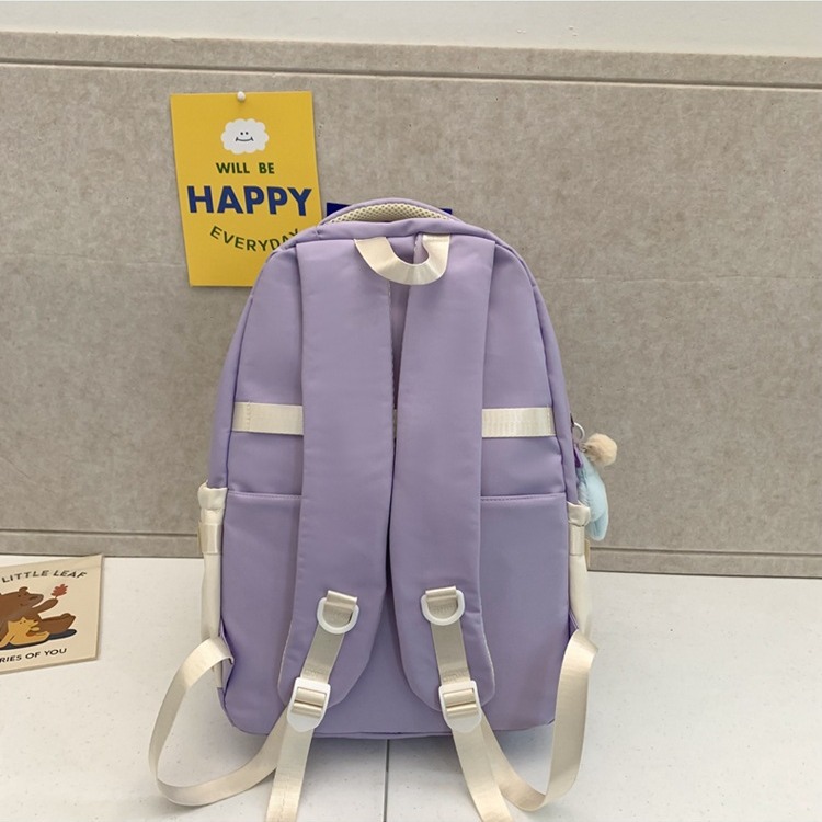 A new Korean-style ins school-style versatile and cute backpack with a color-blocking and patchwork design, a lightweight backpack for primary and secondary school students Specification drawing