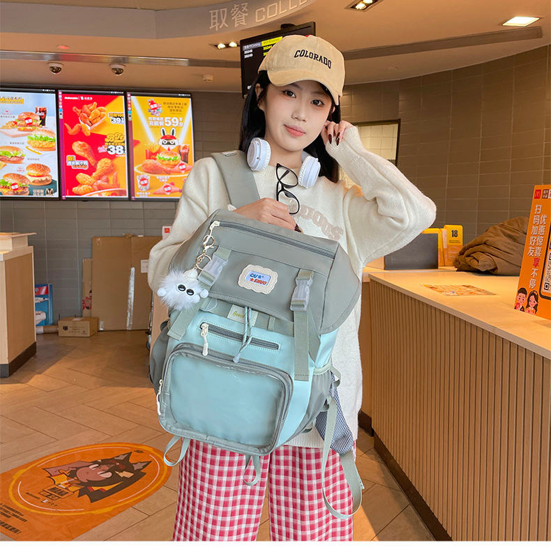 New ins pain bag, a backpack for primary school students, a Japanese-style schoolbag for junior high school students, and a backpack for girls and senior high school students with large capacity Specification drawing
