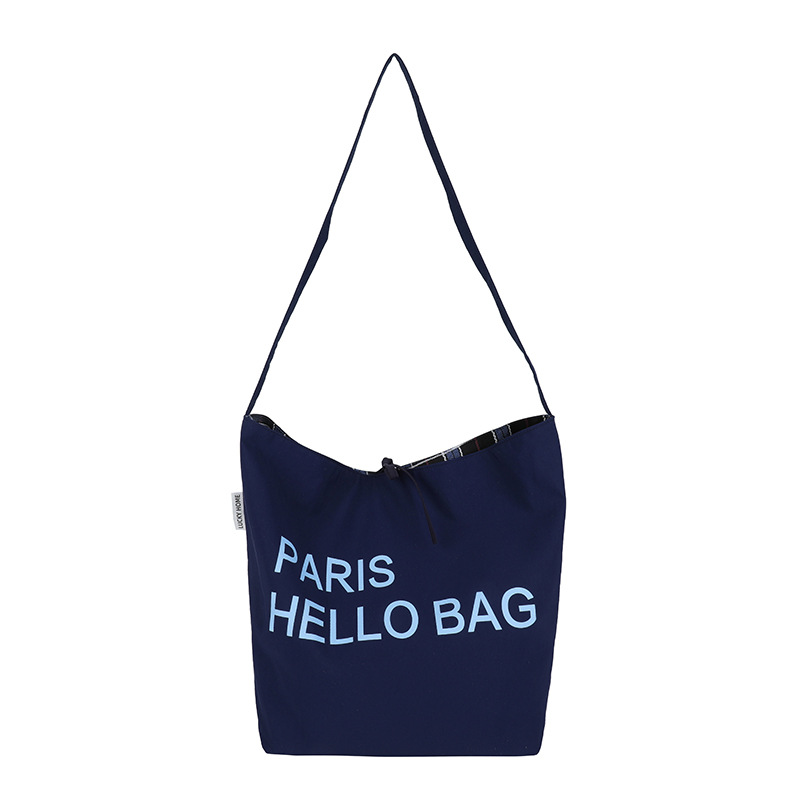 Korean-style large-capacity checkered bag, school-style color-blocking double bread, laid-back tote bag, fresh and casual single-shoulder bag Item Picture