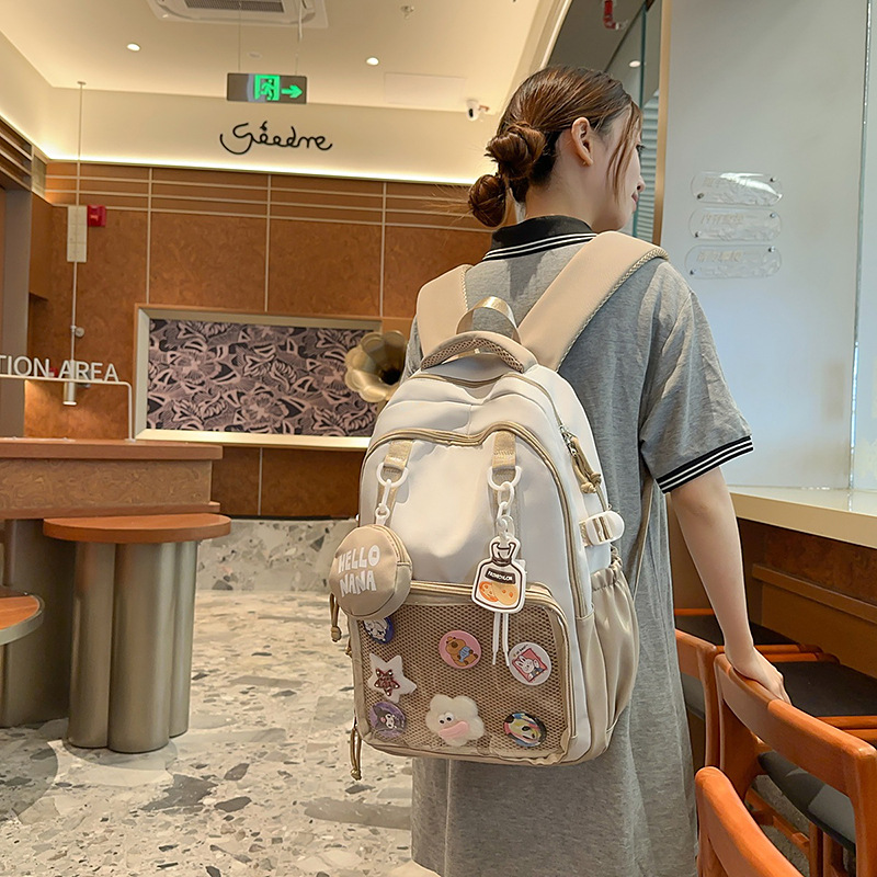 Japanese-style casual student schoolbag, transparent, large-capacity backpack, light, versatile, cute and simple backpack details Picture