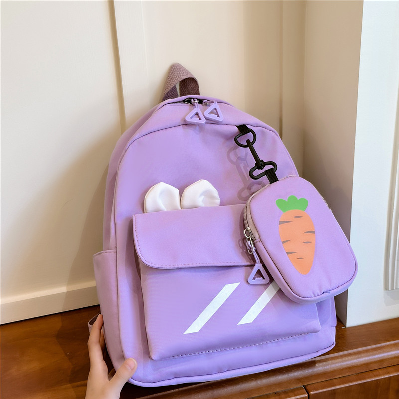 Kids' stylish little backpack 2024 New Korean version with trendy carrot print, cute and unique kindergarten bag for kids details Picture