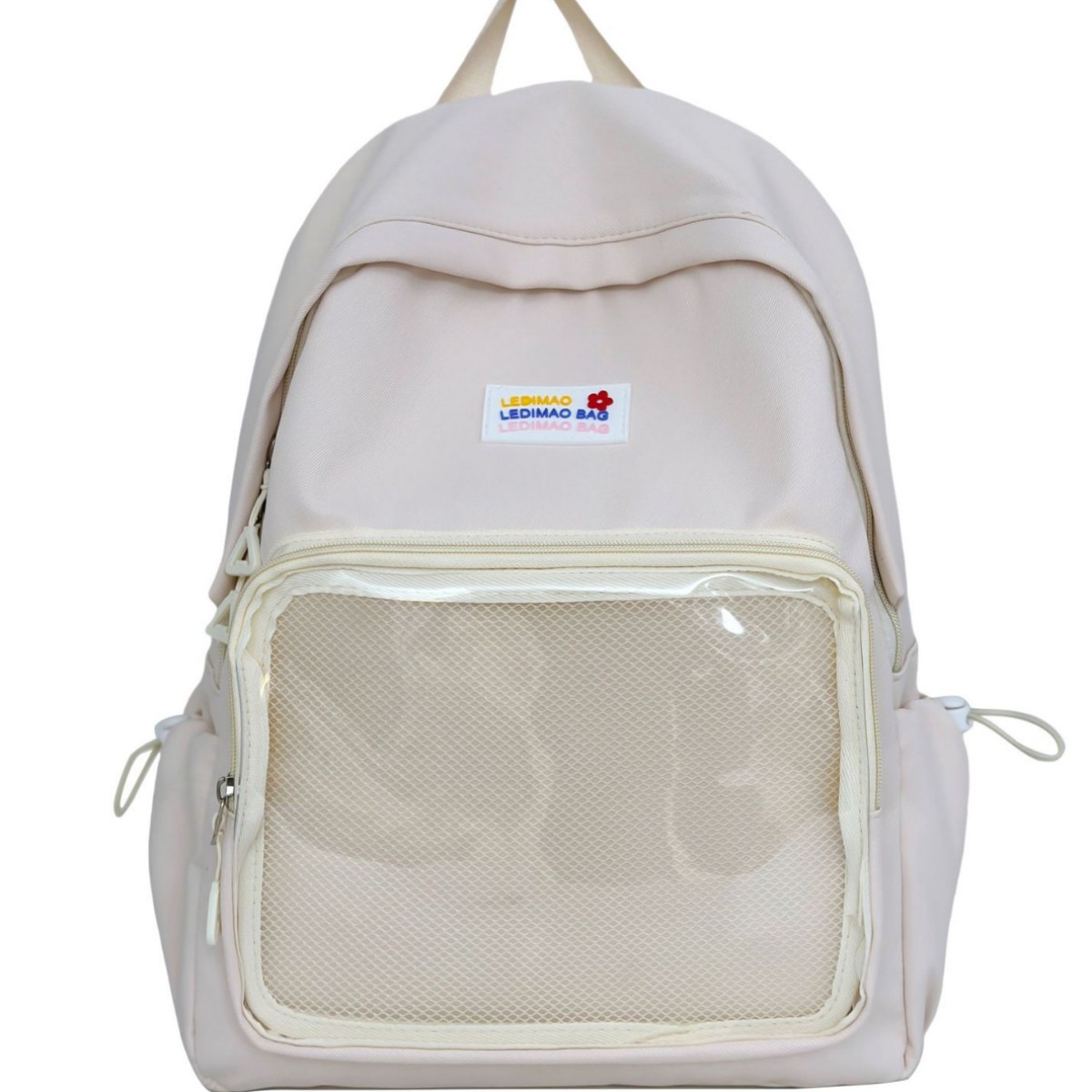 Japanese-style transparent backpack for girls, fresh and soft girl backpack for middle school students, school-style girl solid color schoolbag Item Picture