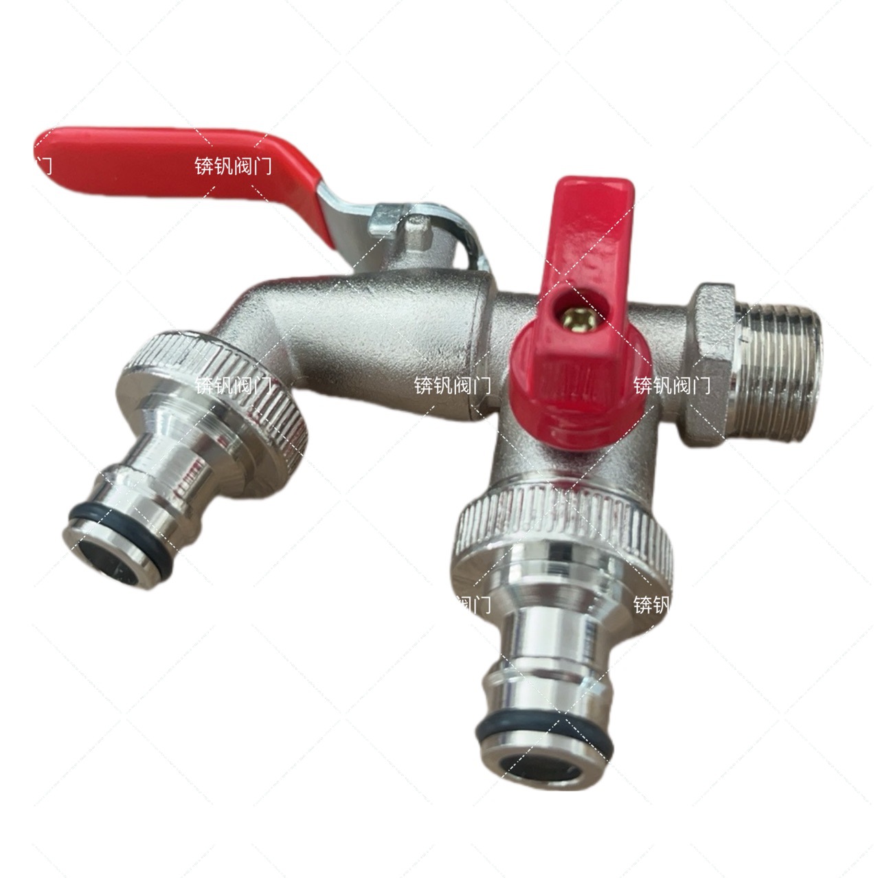 Zinc alloy double-head washing machine faucet, outdoor garden faucet with quick-connect hose pacifier connector full figure