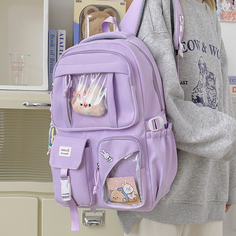 A new casual and Instagram-style backpack for junior and senior high school students with a high level of appearance, a large-capacity, cute and sweet Japanese backpack details Picture