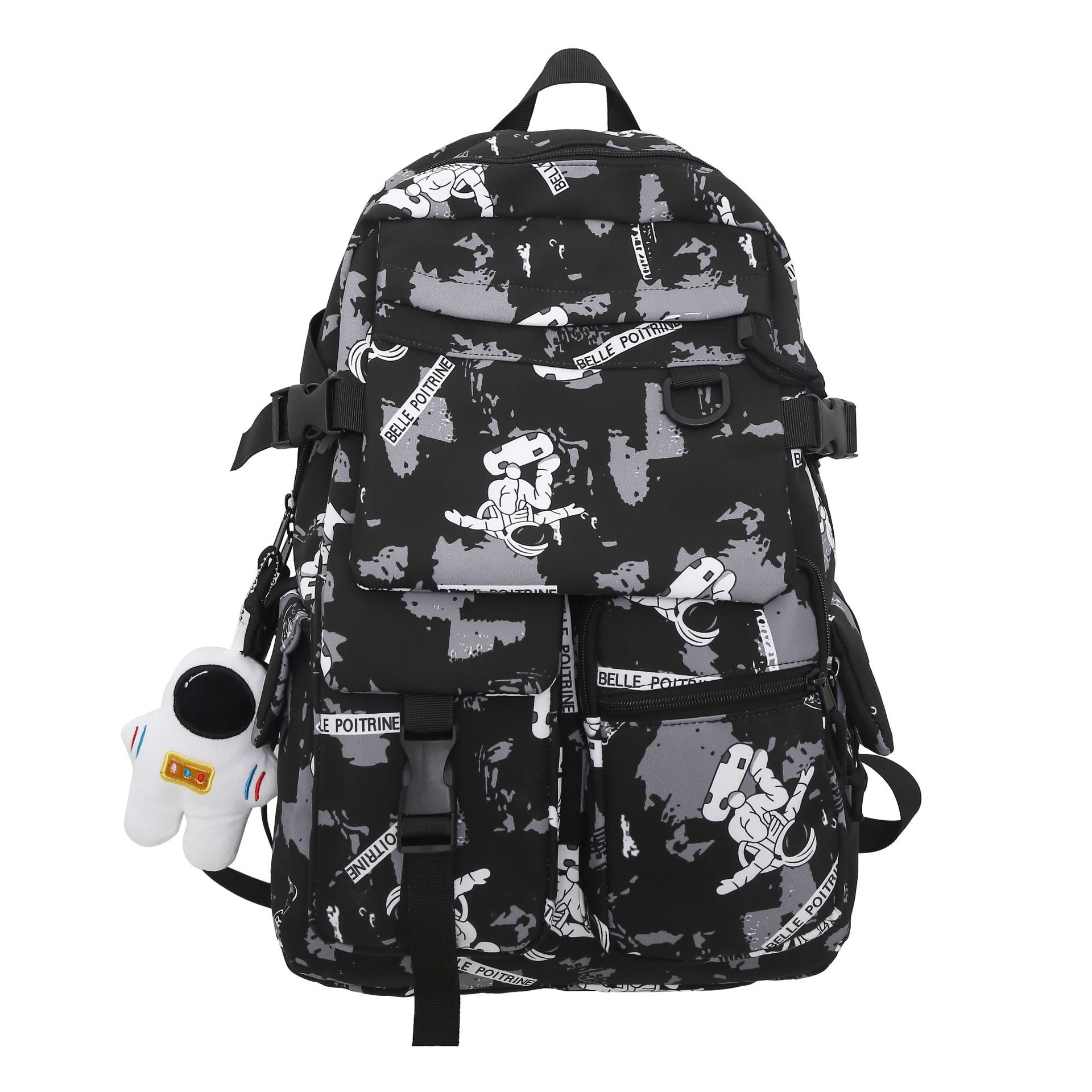 Large-capacity, multi-compartment, trendy and cool schoolbag for junior and senior high school students, niche design sense, versatile backpack, and personalized graffiti backpack Item Picture