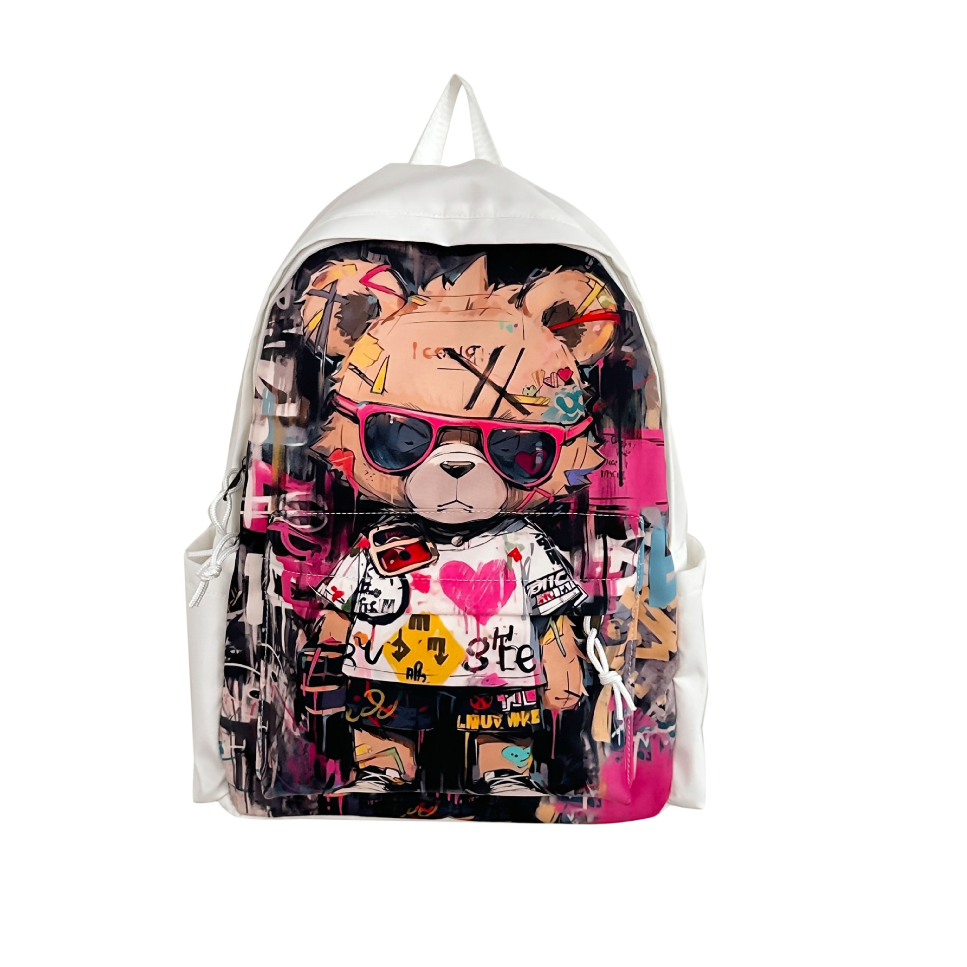 Personalized graffiti schoolbag for girls, Korean style, niche design, ins style, large-capacity backpack, cute and trendy backpack for junior high school students Item Picture